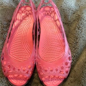CROCS Women's Pink Jelly Cutout Ballet Flats